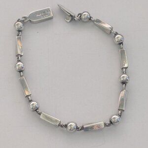 925 Sterling Silver Mexico Ball Beaded Modernist Bracelet